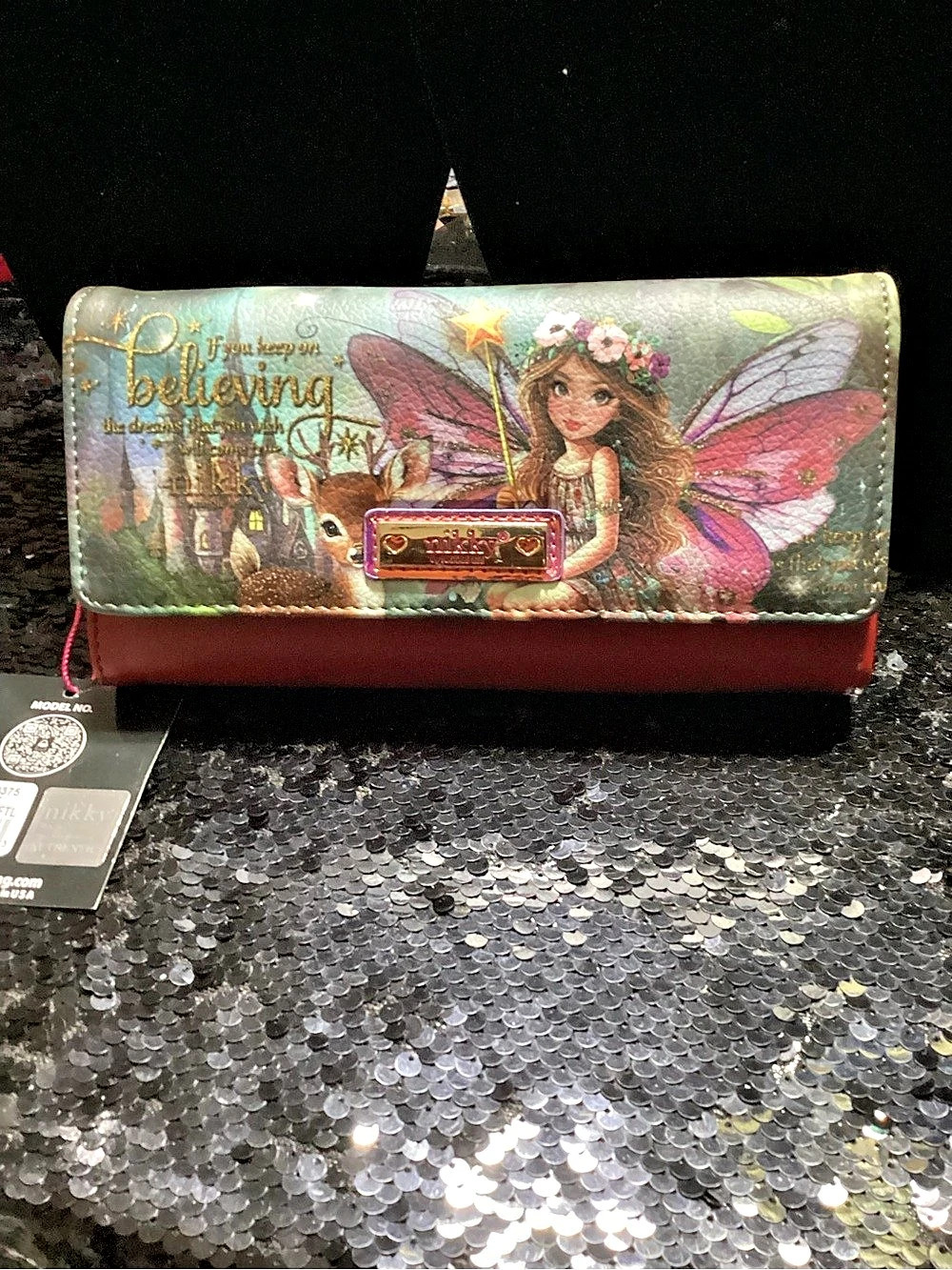 Nikki by Nicole Lee Enchanted Forest Fairy Wallet in Red & Green NWT